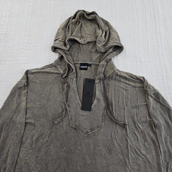 New Mono B Hoodie Women's Large Brown Long Sleeve Raw Grunge Street MSRP $68 - Picture 7 of 13